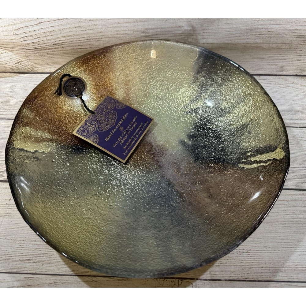 New Unique Artistic Accents Turkish Decorative Centerpiece Glass Bowl 10.5"